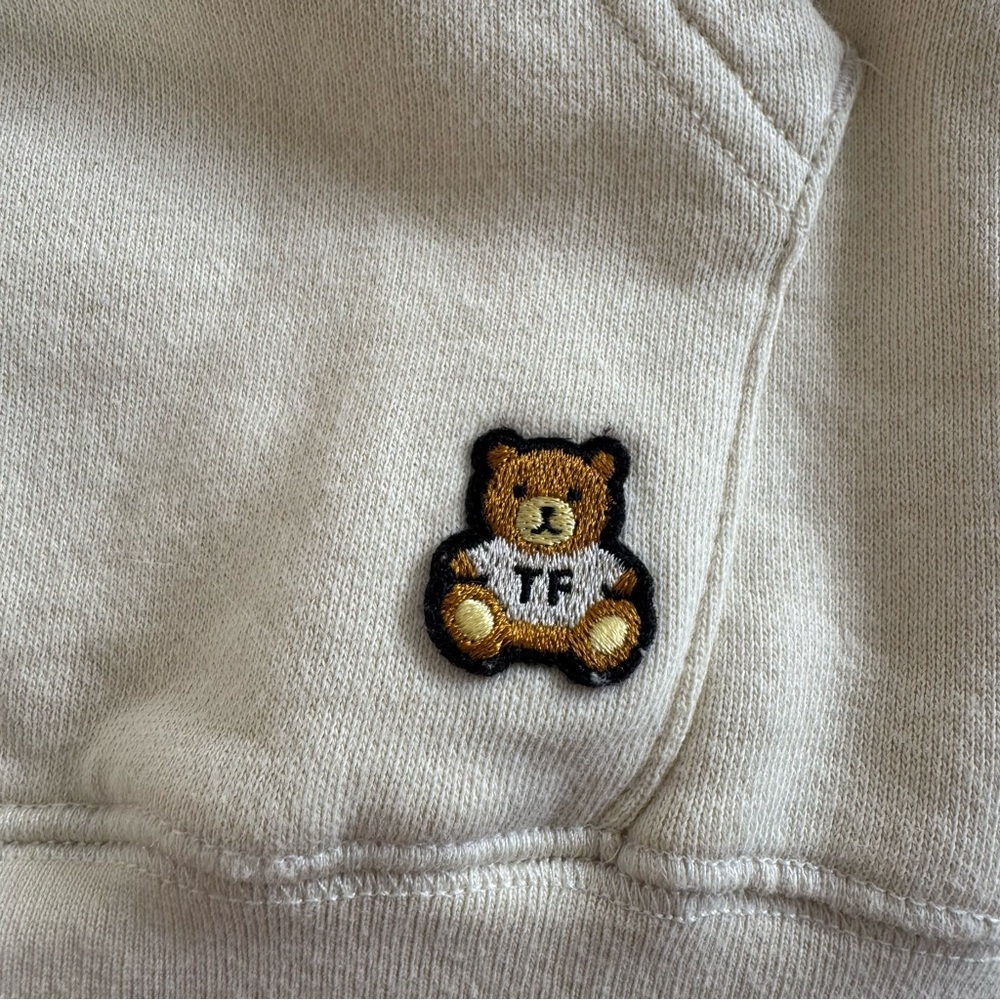 Teddy Fresh Cream Pullover Hoodie Chenille Varsity Letters NWT Size Small - Picture 6 of 11